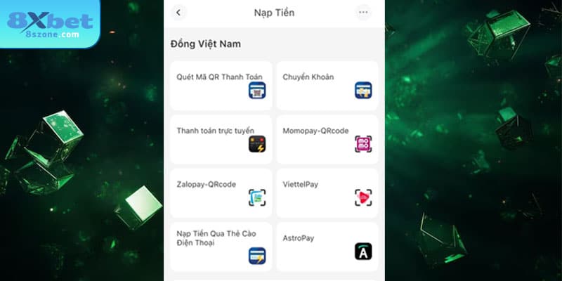 6 hình thức cổng nạp tiền 8sbet thường gặp