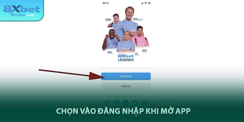 Click vào đăng nhập 8sbet khi mở app