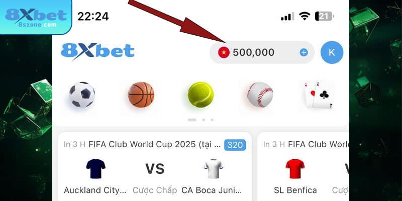 Số dư hiển thị nhanh chóng sau khi bạn nạp tiền 8sbet