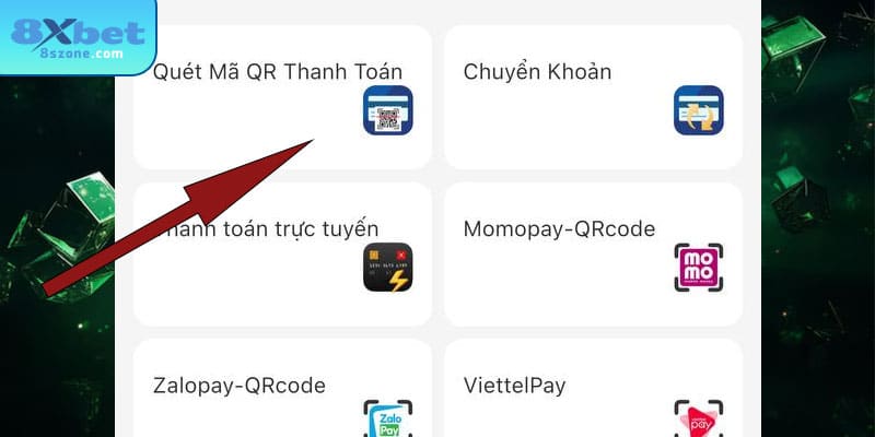 Nạp tiền 8sbet bằng hình thức thanh toán QR Code