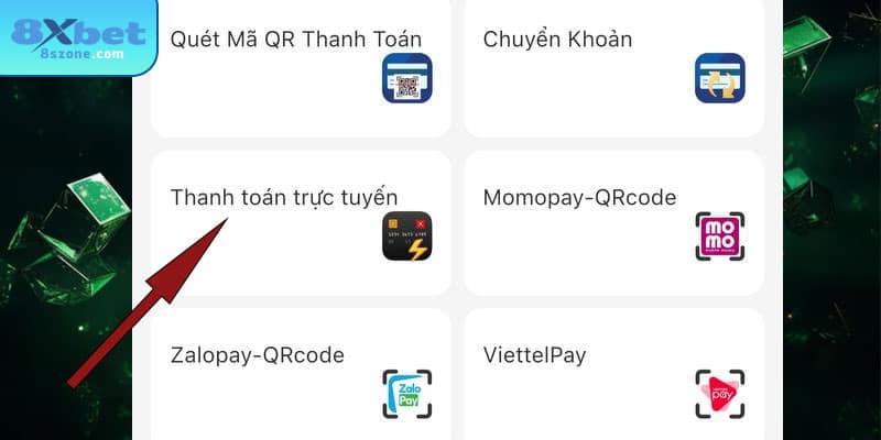 Chọn hình thức thanh toán 8sbet trực tuyến