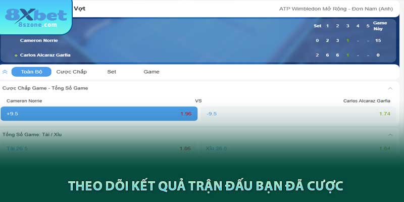 Theo dõi kết quả trận đấu bạn đã cược tại 8sbet
