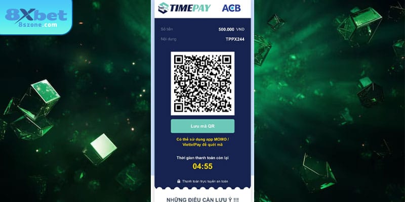 Thông tin giao dịch mã QR khi nạp tiền 8sbet