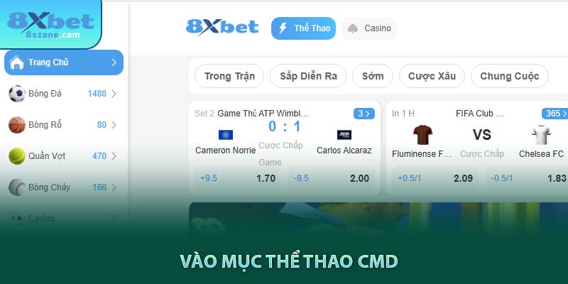 Vào mục thể thao CMD tại 8sbet