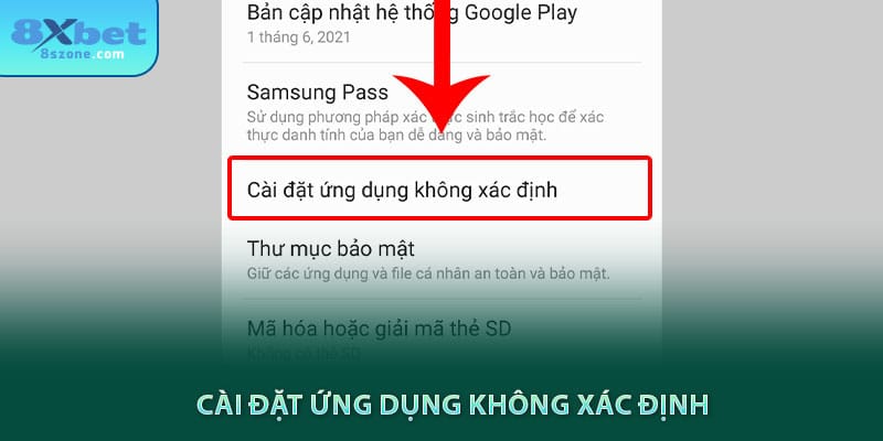 Cài đặt ứng dụng không xác định sau khi tải app 8sbet