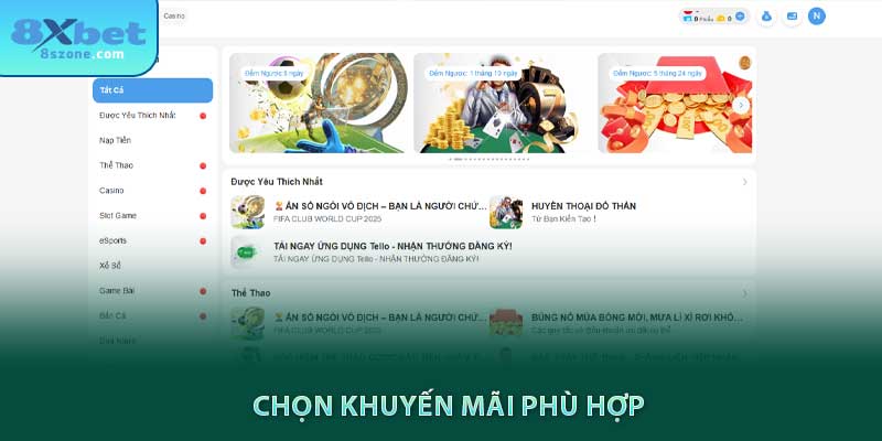 Chọn khuyến mãi 8sbet phù hợp