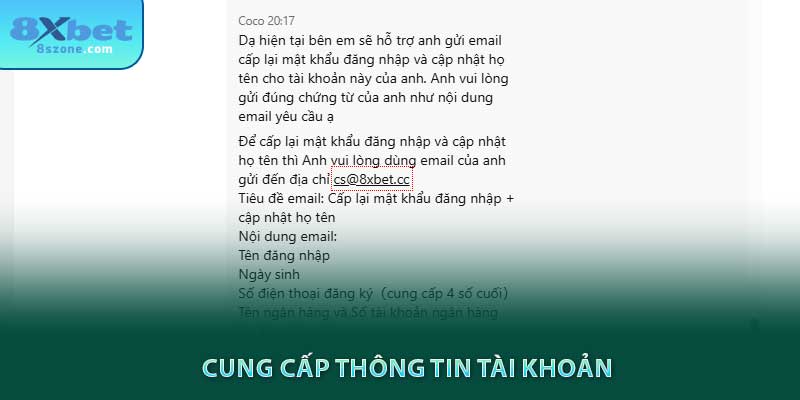 Cung cấp thông tin tài khoản 8sbet