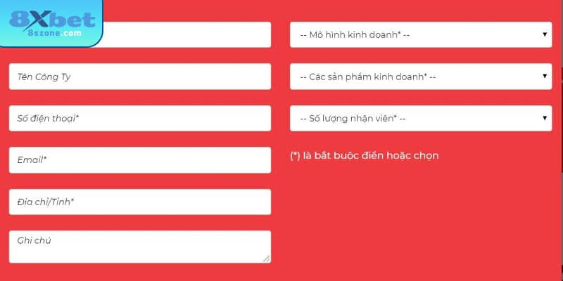 Điền đầy đủ thông tin đại lý 8sbet chính xác