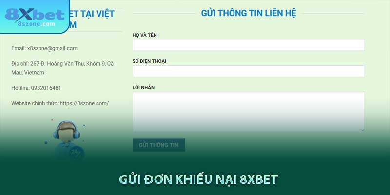 Gửi đơn khiếu nại 8sbet