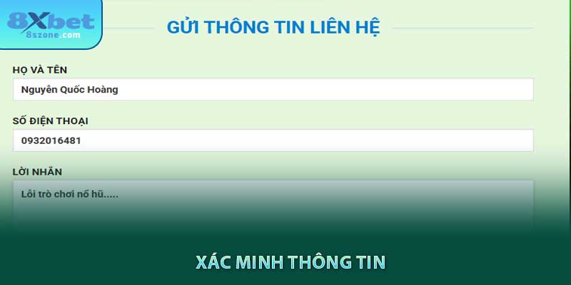 Xác minh thông tin liên hệ 8sbet